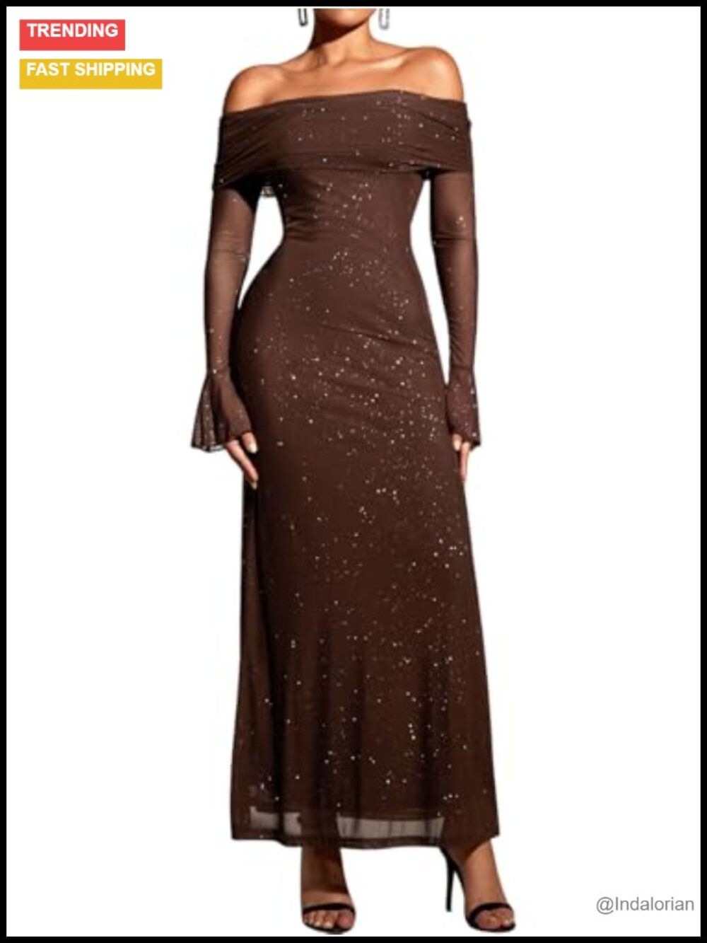Off Shoulder Long Sleeve Bodycon Maxi Formal Wedding Guest Dress